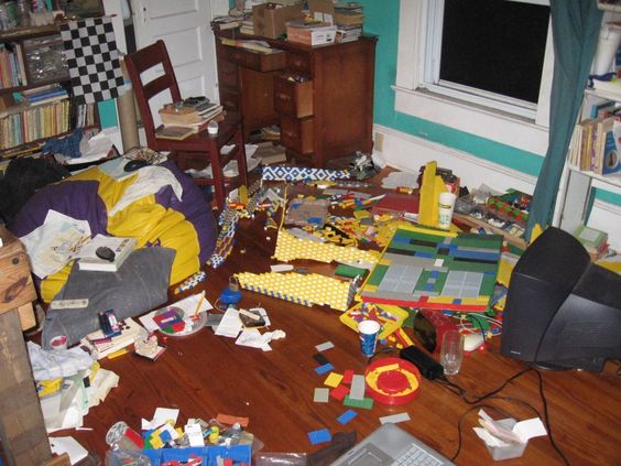 How do you clean a completely trashed room?